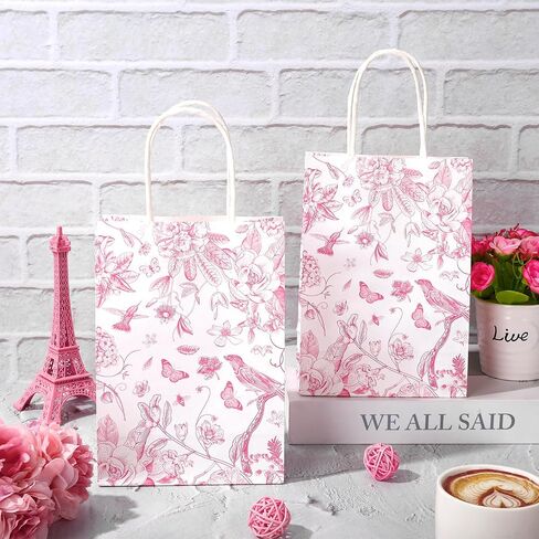 Whaline 16pcs الأزهار الطيور الأكياس الأكياس الهدايا الأزرق والأبيض لحفل زهرة تفضل الحقائب مع مقابض جيدة الأكياس حلوى الحلوى لمستلزمات الحفلات ، 5.9 × 8.3 × 3.1 بوصة in Saudi Arabia