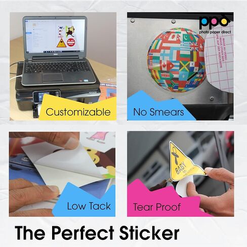 PPD Printable Vinyl Sticker Paper for Inkjet Printer, Matte Sticker Paper 8.5 x 11, Self-Adhesive Print Your Own Stickers at Home, Custom Photo, Waterproof & Tear Resistant, Instant Dry (20 Sheets) in Saudi Arabia