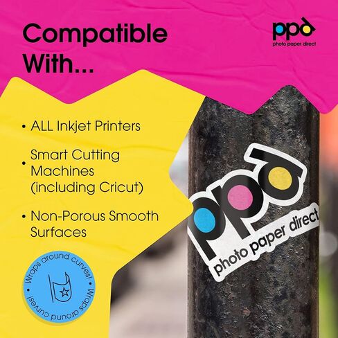 PPD Printable Vinyl Sticker Paper for Inkjet Printer, Matte Sticker Paper 8.5 x 11, Self-Adhesive Print Your Own Stickers at Home, Custom Photo, Waterproof & Tear Resistant, Instant Dry (20 Sheets) in Saudi Arabia