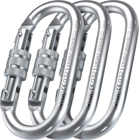 25kN Climbing Carabiner – UIAA CE Rated 5620LB – Heavy Duty Twist Locking Carabiner Clip - Industrial Strength Large Steel Oval Caribeaner - Rock Climbing Caribeener Clips for Rigging, Ropes in Kuwait