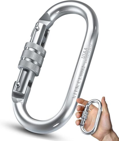 25kN Climbing Carabiner – UIAA CE Rated 5620LB – Heavy Duty Twist Locking Carabiner Clip - Industrial Strength Large Steel Oval Caribeaner - Rock Climbing Caribeener Clips for Rigging, Ropes in Kuwait