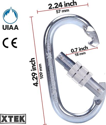 25kN Climbing Carabiner – UIAA CE Rated 5620LB – Heavy Duty Twist Locking Carabiner Clip - Industrial Strength Large Steel Oval Caribeaner - Rock Climbing Caribeener Clips for Rigging, Ropes in Kuwait