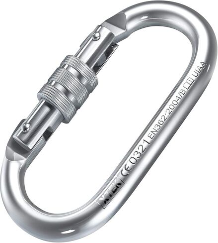 25kN Climbing Carabiner – UIAA CE Rated 5620LB – Heavy Duty Twist Locking Carabiner Clip - Industrial Strength Large Steel Oval Caribeaner - Rock Climbing Caribeener Clips for Rigging, Ropes in Kuwait