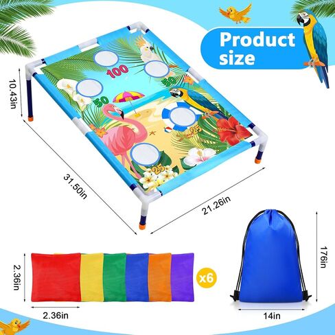 Summer Bean Bag Toss Games with 6 Bean Bags Portable PVC Framed Corn Hole Game Set for Beach Safari Theme Outdoor Game Party in Saudi Arabia