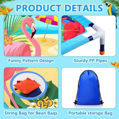 Summer Bean Bag Toss Games with 6 Bean Bags Portable PVC Framed Corn Hole Game Set for Beach Safari Theme Outdoor Game Party in Saudi Arabia