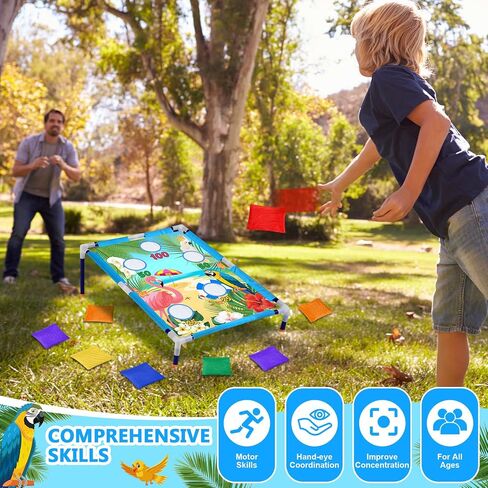 Summer Bean Bag Toss Games with 6 Bean Bags Portable PVC Framed Corn Hole Game Set for Beach Safari Theme Outdoor Game Party in Saudi Arabia