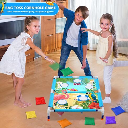 Summer Bean Bag Toss Games with 6 Bean Bags Portable PVC Framed Corn Hole Game Set for Beach Safari Theme Outdoor Game Party in Saudi Arabia
