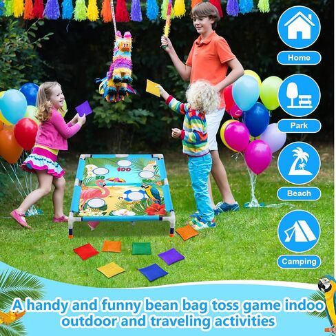 Summer Bean Bag Toss Games with 6 Bean Bags Portable PVC Framed Corn Hole Game Set for Beach Safari Theme Outdoor Game Party in Saudi Arabia