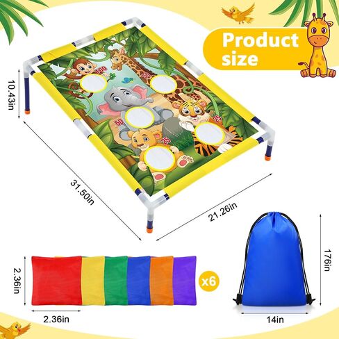 Summer Bean Bag Toss Games with 6 Bean Bags Portable PVC Framed Corn Hole Game Set for Beach Safari Theme Outdoor Game Party in Saudi Arabia