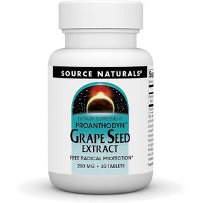 Source Naturals Grape Seed Extract, Proanthodyn 200 mg Antioxidant Protection & Supports Healthy Aging Brain - 90 Tablets