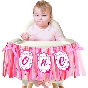 High Chair Banner, One High Chair Banner for Girls,One Year old Girl Birthday Decorations,Party Decoration For Girl Baby Shower Pink Wall Hangings,Kids Bedroom, Birthday Photo Props Party Supplies