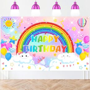 Avezano Rainbow عيد ميلاد سعيد لافتة راينابر قوس قزح BDAY BADED BADED BIRGHTING CAKE CAK