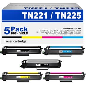 TN221 TN225 خرطوشة الحبر: MFC-9130CW استبدال الحبر للأخ TN221/225 خرطوشة الحبر 5 متوافقة مع MFC-9130CW HL-3170CW MFC-9340CDW MFC-9330CDW