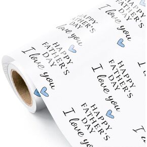 WRAPAHOLIC Father's Day Wrapping Paper - Mini Roll - 17 Inch x 16.5 Feet - Happy Father's Day I Love You Design Perfect for Party, Celebration in Kuwait