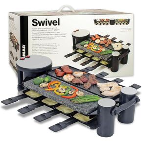 Swissmar 8 Person Swivel Raclette Cast Aluminum and Stone Grill Top