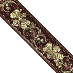 JL 429 Jacquard Metallic Gold Floral Vine Ribbon Ribbon Trim 2-3/8 "(60mm) 3 ياردة DIY لخياطة صياغة ديكور المنزل ، زفاف ، غلاف الهدايا ، أحزمة حقيبة.