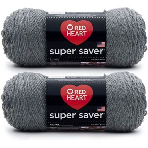 BULK BUY: Red Heart Super Saver (2 pack) (Gray Heather ، 5 Oz كل skein)