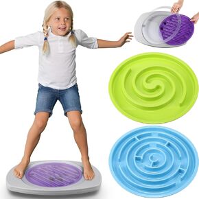Balance Board for Kids Wrocking Aresaw مع 3 لوحات روك قابلة للاستبدال من البلاستيك متاهة من ألعاب التدريب الحسية للقرص للبالغين للبالغين