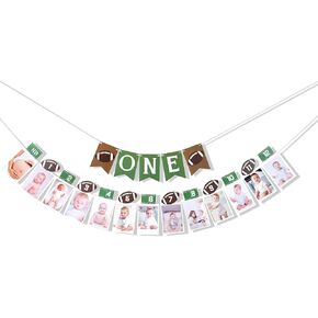 1st Birthday Football Banner - First Birthday Decor, 12 Month & 1st Year Photo Props, Party Decor
