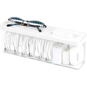 Charger Cable Cord Storage Organizer - Easy Storage Without Cable Ties - Desk Drawer Accessories Organizers - 1 Pack (With Lid)