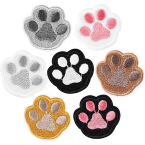Sewroro 7 Pcs Cute Dog Paw Embroidery Applique Patches Cat Paw Iron on Patches Paw Patches for Dogs Feet Paw Patches Sew on Dog Print Iron on Patches Logo Stickers Fabric Account Polyester