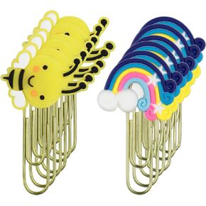 Creative Bee Rainbow Paper Clips ، 12pcs Clip Clip Set Set Forkmark ، Office Workspace Organizer Trassion Tools for Documents and Books and Documents