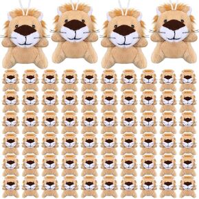 Shappy 100 PCS Mini Animal Lion Plush Toys Small Stupted Animals Bulk Mini Beychains Soft Plushies Tiny Plushies للحصول على هدايا أعياد الميلاد ، وفضلات الحفلات ، والجوائز ، وجوائز الكرنفال