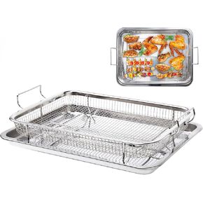 سلة مقلاة الهواء من Eyourlife للفرن، صينية وسلة من الفولاذ المقاوم للصدأ مقاس 12.8 × 9.6 بوصة مقاس 18/8، ورقة خبز على شكل رف لحم الخنزير المقدد للفرن، مقلاة بالهواء في الفرن الخاص بك لعيد الميلاد in Kuwait