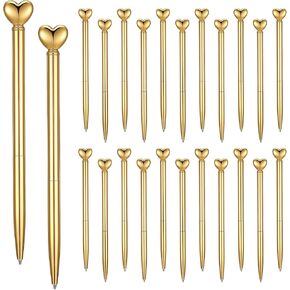 40 PCS Heart Abels ، قلوب على شكل معادن قابلة للسحب أقلام أقلام 1.0 مم حبر أسود حبر جدد الذهب