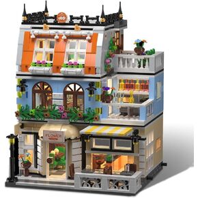 City Garden Hotel Building Blocks Toys Sets, City Street House Construction Toys with LED, 1300 Pieces Mini Bricks