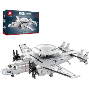 Reobrix E-2 Hawkeye Military Airplane Building Set,Warning Aircraft Fighter Jet Model Kits 33029,Airborne Building Toy for Adults, Boys 8-12,Home Decor Gift for Kids, 1144PCS