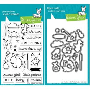 Lawn Fawn Hello Baby Clear Stamp and Die Set - Includes One Each of LF673 (Stamp) & LF674 (Die) - Custom Set