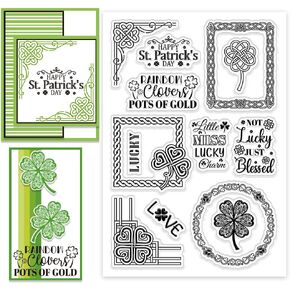 CHGCRAFT St Patrick's Day Border Clear Stamp Custom Silicone Clear Stamps Celtic Knot Clear Stamps for DIY Scrapbooking Photo Album Decorative Cards Making, Word, 6.3X 4.33x 0.12inch