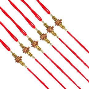 Thenext7 Beads Rakhi Thread ، Rakshabandhan Festival Rakhi ، Rakhi for Brother ، Rakhi Bracelet ، Turtle Brown Beads Beads Rakhi Thread ، Pack of 6