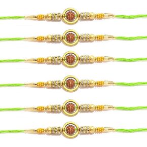 Set of 3 Rakhi for Brother Rudraksha Ring Stone Beds Multicolor Thread multi Bracelet Friendship Band for Festive Pooja Raksha bandhan Assorted Rakhi