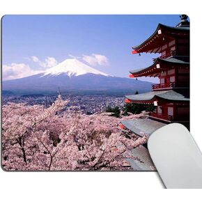 Smooffly Cherry Blossoms Mousepad,Mount Fuji Japan Design Mouse pad Non-Slip Rubber Gaming Mousepad Rectangle Mouse Pads for Computers Laptop