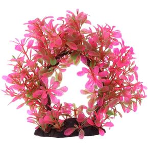 Popetpop Aquarium Plants Plants Decoration ، Pink Waterweed Flower Gate لزخارف خزان السمك ، زينة Betta Fish Tank (وردي)