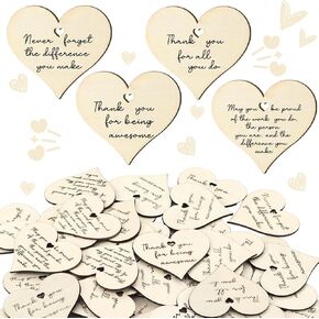 48 PCS تقدير المعلم هدية Wooden Hearts Protecter تقدير الرموز المميزة بالجملة ، شكرًا لك على كل ما تفعله