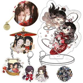 مجموعة إشارة مرجعية لمباركة Heaven مسؤول Hua Cheng Xie Lian Acrylic Stand Decoration Anime Keychains Cosplay Compintory مع ملصقات 16 PCS