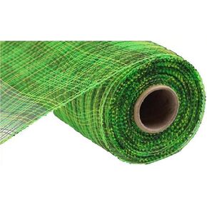 Multi Stripe Deco Poly Mesh - Moss Lime Apple Green 10 Inch × 10 ياردة