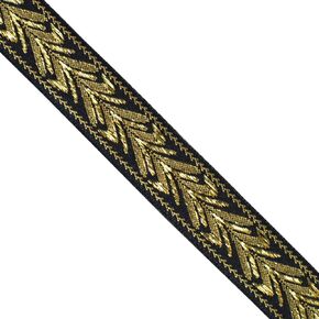 JL 404 Jacquard Metallic Gold Ivy Vine on Black Ribbon Trim 13/16 "(20mm) 5 ياردة DIY لخياطة صياغة ديكور المنزل ، زفاف ، غلاف هدايا عصابات القبعة