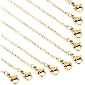 20 Pack Gold Chain for Jewelry Making, Necklace Chains Bulk, Necklace Chains for Jewelry Making 1,5mm Gold Plated DIY Cable Link Chains for DIY Jewelry Making 18 Inches