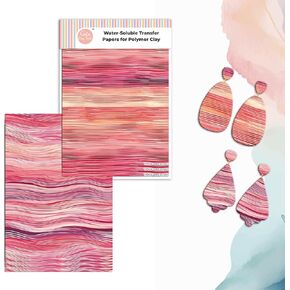 Pink waves Clay Transfer Paper - 6 Pcs, Transfer Paper for Polymer Clay, Watercolor waves Polymer Clay Transfer Sheet for Jewelry Making TPUS-908-909