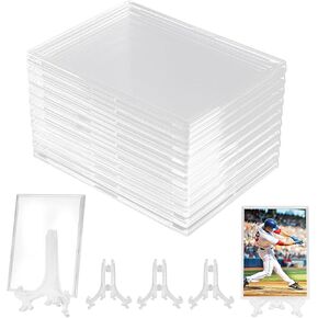 3"x4" Hard Acrylic Top Loaders for Cards, 10 Trading Card Protector Case with 3 Display Stand
