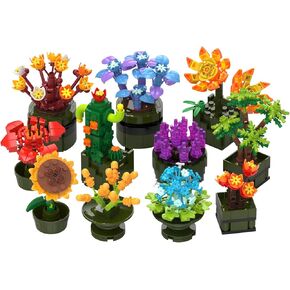Flower Building Set for Adults Women Girls (987 Piece) - 12Pcs/Set Mini Succulents Plant Bonsai Model for Home Decor, Botanical Collection Blocks Toy, Gifts for Building Blocks Lover