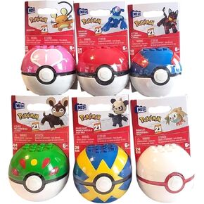 Mega Construx Pokemon Pokeball Collection, Series 21, Set of 6 Different Balls with Character Figures, Ages 6+ FPM00-963M