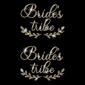 PLIGREAT Bride's Tribe Pattern Iron on Hotfix Transfer Glitter Rhinestone Transfers Patches for Bride Clothing Wedding Party DIY Embellishment Iron on Crystal Rhinestone Decals
