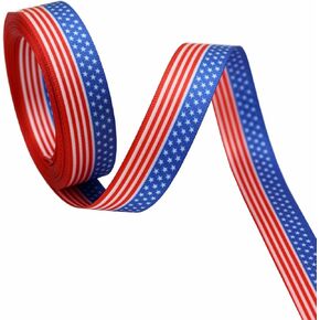 Striped Grosgrain Ribbon 5/8" X 10 YD Patriotic Ribbon for Gift Wrapping, Red/White/Blue, 4th of July Decorations, American Flags Theme Color Art Supplies Gift Ribbons for Crafts (5/8 inch Wide)