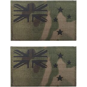 2PCS AliPlus New Zealand Flag Patches IR Infrared Reflective Patches Laser Cut Patch Tactical Morale Patch Hook and Loop(Black White)