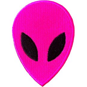 TH Pink Alien Head Cute Cartoon logo1 Patches Sew Iron on Embroidered Applique Badge Sign Patch Jacket T-Shirt Clothing Costume